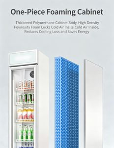 Refrigerador Comercial Vertical Delgado, Enfriado por Aire, Sin Escarcha, con Puerta de Vidrio Simple y Tubo de Cobre para Exhibición de Bebidas en Supermercados - Product Image 5