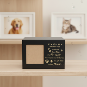 Urne funéraire en bois noir pour animaux de compagnie avec cadre photo et <span class=keywords><strong>citation</strong></span> gravée - Boîte à cendres commémorative pour chien et <span class=keywords><strong>chat</strong></span> - Product Image 4