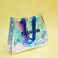 Sac fourre-tout en PVC personnalisé avec logo, sac à main de plage réutilisable avec design, emballage cadeau, sacs fourre-tout