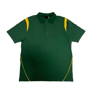 Embroidery Logo Custom Short Sleeve Green Ribbing Polo T shirts Men Cotton For Rugby Team Coaches
