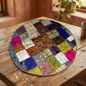 Belle main brodée à la main perlée Patchwork meilleure qualité collection prix de gros designer fait main - Product Image 3