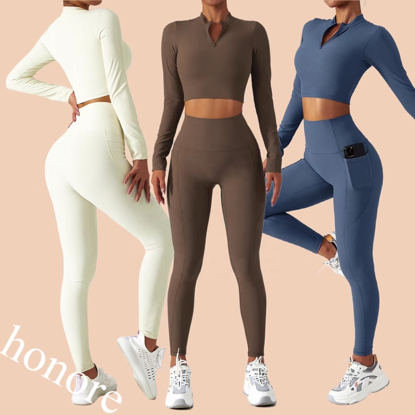 Fashion Gym Athletic Wear for Women Moisture Wicking Short Sleeve Crop Top Compression Gym Sportswear Workout Sets