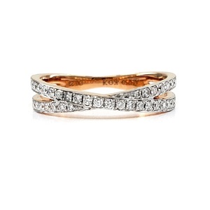 Short Lead Time Reliable High End 18k Rose Gold Platinum Real Diamond Twist Engagement Ring Half Way Band Trendy Party Wedding - Product Image 1
