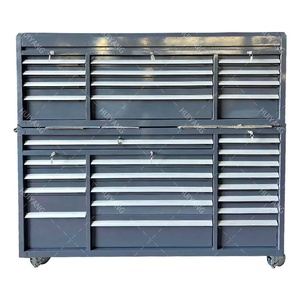 Kim loại lực lượng lao động đỏ đen 72 "ngăn kéo lưu trữ nhà để xe làm việc băng ghế dự bị nặng hội thảo con lăn công cụ Tủ xe đẩy với các công cụ - Product Image 5