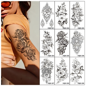 <span class=keywords><strong>Tatuaje</strong></span> Temporal Impermeable de Manga Corta con Diseño de León, Corona, Rey y Rosa - Product Image 1