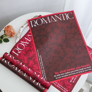 Papel de Regalo con Diseño Floral Romántico en Color Rojo, 10 Unidades por Paquete, para Floristería, Novedad 2024 - Product Image 4