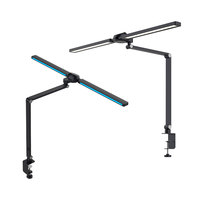 Lampe de bureau intelligente à double tête, lampe de table à pince pour ordinateur, lampe de bureau pour la maison, la lecture, l'étude, l'éclairage des sports électroniques, couleurs réglables