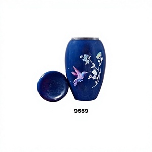 Belle urne de crémation adulte oiseau colibri bleu pour cendres humaines-Urnes funéraires en aluminium avec sac en velours gratuit - Product Image 1