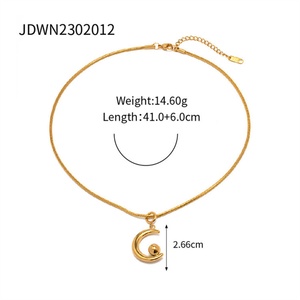 Collares Populares de Joyería Fina, Sencillos y Elegantes, con Colgante de Luna y Cuentas de Acero Inoxidable Chapado en Oro de 18k - Product Image 6