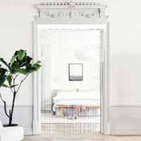 Décoration intérieure, rideaux blancs et noirs légers de 1*2m, style américain, motif de plantes et de fleurs, rideau de porte en dentelle pour chambre à coucher, bureau