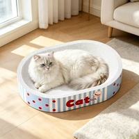 Lit-griffoir ovale spacieux de luxe moderne pour chat, en carton ondulé écologique, arbre à chat à 2 niveaux, nid lounge d'intérieur