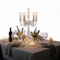 Candélabre en acrylique transparent à 5 bras, porte-bougie, centre de table de mariage, décoration de toile de fond pour événements