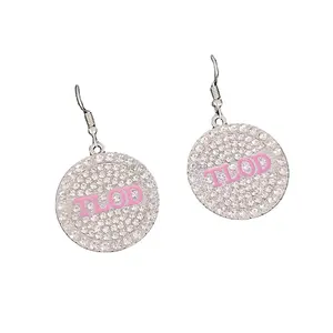 Custom Design Vintage TLOD Rhinestone DIY Pink Enamel Letter Pendant Earrings For Women Gifts Jewelry Accessories