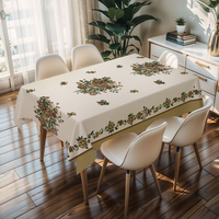 Nappe carrée beige anti-rayures à motif floral, résistante aux taches, en PVC, pour dîner familial et anniversaire