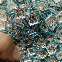 Perles entretoises carrées en métal cristal de 10 mm à grand trou, multicolores, pour la fabrication artisanale de bijoux DIY, accessoires pour anneaux et colliers de perles