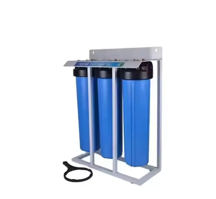 Rumah filter 20 ", tiga tahap wadah filter air besar biru, perlengkapan perawatan air