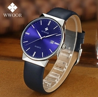 Montre à quartz pour homme Wwoor 8826p 8826, montre de luxe, mode, affaires, étanche, bracelet en cuir, acier inoxydable, montre-bracelet originale