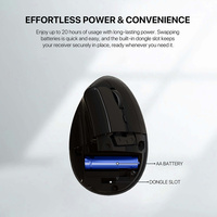 FANTECH Mouse ergonomis nirkabel MODEL-WRIS, Mouse nirkabel ergonomis 57 ° saklar senyap vertikal Mode ganda BT 24G untuk pekerjaan kantor