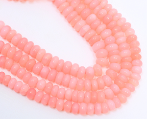 Cuentas de forma de Rondelle lisas de ópalo rosa más vendidas con cuentas de piedras preciosas Rondelle de 6 a 9mm para fabricación de joyas artesanales - Product Image 4