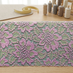 Tela de Encaje Elástico RASCHEL LACE SOLID WOVEN de 57/58 Pulgadas, Color Negro/Blanco/Rosa, Marca JINOOTEX de Zhejiang, China, Modelo Primavera/Verano/Otoño - Product Image 3