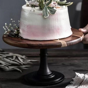 Wooden Cake Stand Round Durable Birthday Dessert Display Tray For Party Table <b>Decorations</b> - Product Image 3