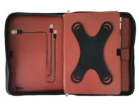 Porte-documents en cuir PU A4 de qualité supérieure OEM avec logo personnalisé en relief, pochette pour documents, poignée rétractable et support pour tablette