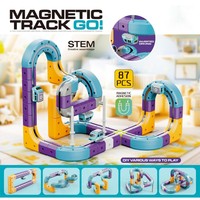 39 pièces de jouets de piste magnétique pour garçons et filles, circuit de course flexible, assemblage DIY, piste de train à suspension magnétique électrique