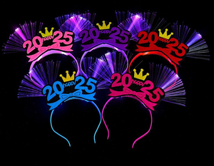 <span class=keywords><strong>2025</strong></span> ánh sáng lên hairband hạnh phúc năm mới sợi quang LED nhấp nháy <span class=keywords><strong>Headband</strong></span> với vương miện Đảng trang phục - Product Image 2