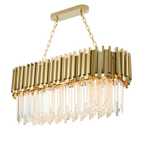 Guungen fornecedor retangular led cristal da lâmpada pingente ouro grande lustre