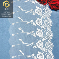 LEIXUSI Bordure en dentelle brodée en maille de 20 cm, accessoires de style victorien pour la confection de vêtements faits main