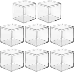 Cubo di immagazzinaggio acrilico quadrato piccolo bomboniera scatola acrilica trasparente con coperchio popolare