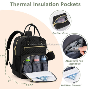Sac à dos à langer personnalisé avec 3 poches isothermes en aluminium pour biberons, idéal pour les essentiels de bébé en voyage et en <span class=keywords><strong>promenade</strong></span> - Product Image 3
