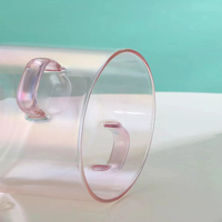 Marmite en verre rose à double oreille, haute teneur en borosilicate, résistant à la chaleur, fabricant en gros