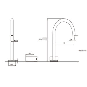 Gun Grey Deck Mount Wasserhahn 2 Löcher Waschbecken Mischbatterie Messing Einhand Heiß und Kalt Waschbecken Wasserhahn - Product Image 6