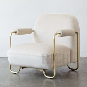 Chaise de loisirs pour la maison, <span class=keywords><strong>fauteuil</strong></span> confortable en velours nordique avec pieds dorés, chaise d'accent de luxe au design moderne - Product Image 1
