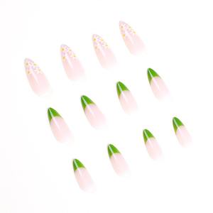 Frenchie Shattered Floral <span class=keywords><strong>Pastel</strong></span> Green candy pour le printemps/<span class=keywords><strong>été</strong></span> 24 pcs presse sur les ongles faux ongles ongles artificiels 1592 - Product Image 4
