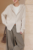 Pull en cachemire pur personnalisé à capuche torsadé pour femme, nouveau pull