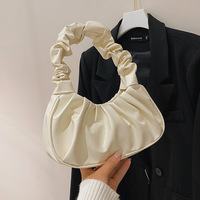Bolso plisado de nube de color sólido, bolso de axila simple para mujer, bolso de hombro dulce
