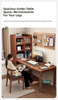 Bureau d'ordinateur portable et table d'étude en bois de chêne massif moderne avec console sculptée à la main chinoise, 8 tiroirs, écologique et durable