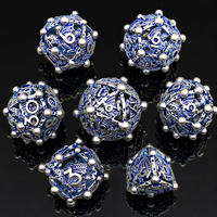 Ensemble de dés polyédriques DND en métal creux, motif Dragon Orbe Argenté et Violet, 7 pièces, à points sphériques, pour Jeu de Table RPG Dungeons & Dragons, Cadeau