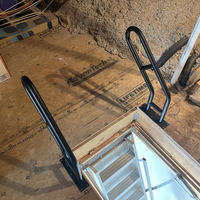 Barre d'appui murale en acier inoxydable robuste en forme de U, antidérapante, pour escalier, porche extérieur, garage, sous-sol, avec revêtement en poudre