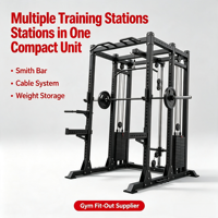 DDP Power Rack avec deux colonnes de poids de 120 kg, colonnes de câbles, rack à squats commercial, machine Smith de gym grand format pour usage domestique et professionnel