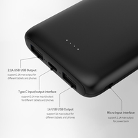 Mini Sim Banques d'alimentation portables Fabriquées sur mesure Batterie de charge de téléphone portable double USB Banque d'alimentation électronique 10000mah