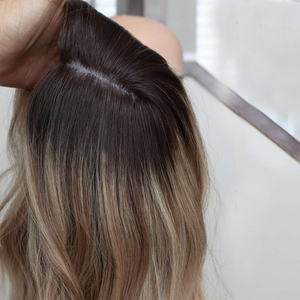 Parrucchino con Clip in Capelli Europei 100% Colore Biondo Cenere 6x7'' 8x8'' Aspetto Naturale Base in Seta per Donne con Perdita di Capelli - Product Image 1