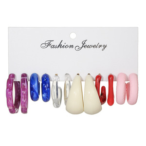 Pendientes de Aro Acrílicos en Forma de C, Diseño Geométrico Colorido, Joyería de Moda para Mujer, Accesorios de Moda - Product Image 5