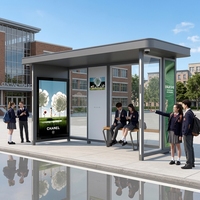 Abri d'arrêt de bus intelligent avec affichage des horaires intégré et prises USB