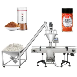 Semi-Automatic Small Desktop 500g Flour Chili Coffee Milk Powder Screw Auger Filler / Dry Powder Filling Packaging Machine