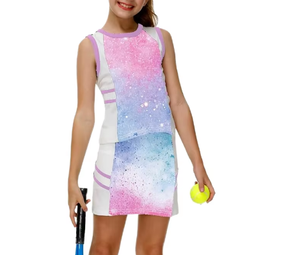 定制标志女孩网球高尔夫套装升华技术背心和短裙套装4-12岁年龄组 - Product Image 2