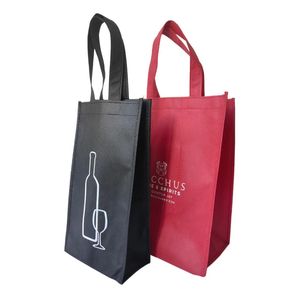 Nhà Sản Xuất Trực Tiếp Biểu Tượng Tùy Chỉnh Tái Sử Dụng PP Không Dệt Rượu Vang Đỏ Túi Vải Không Dệt Chai Rượu Vang Túi Với Xử Lý Cho Cửa Hàng - Product Image 2