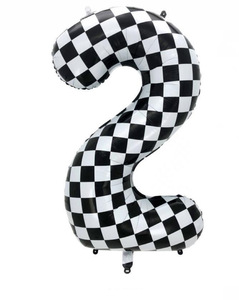 40 Inch Checkered <strong>2</strong> <strong>Balloon</strong> Large Black and White Number <strong>Balloon</strong> for Two Fast Race Car Birthday Party Supplies - Product Image 3